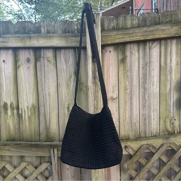 Jacqueline Ferrar Vintage Crochet Purse Shoulder Bag Handmade Black - Picture 1 of 14